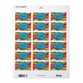 Superheld Strips Pop Art Jongens Verjaardagsfeestj Etiket (Full Sheet)