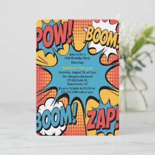 Superheld Strips Pop Art Jongens Verjaardagsfeestj Kaart