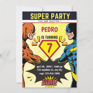 Superheld Strips Verjaardagsfeest Uitnodiging