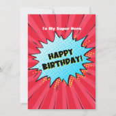 Superheld stripverhaal over verjaardag kaart (Voorkant)