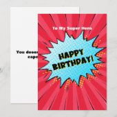 Superheld stripverhaal over verjaardag kaart (Voorkant / Achterkant)