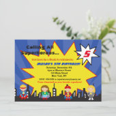 Superheld Super Hero Birthday Party Kaart (Staand voorkant)