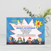 Superheld Super Hero Birthday Party Kaart (Staand voorkant)