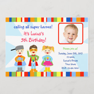 Superheld Super Hero Foto Birthday Invitations Kaart