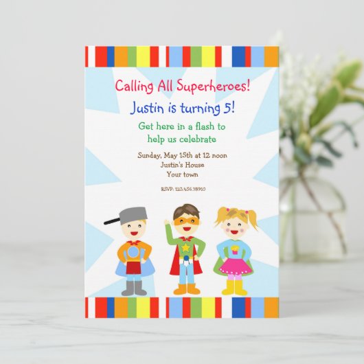 Superheld Super Heroes Birthday Party Kaart (Staand voorkant)