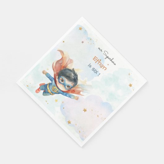 Superheld superboy kinderen verjaardag servet (Hoek)