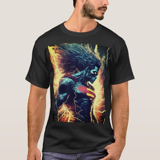 Superheld T-Shirt Design: Energie Projectie Power (Voorkant)