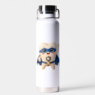 Superheld Tand Geïsoleerde Waterfles Tandarts