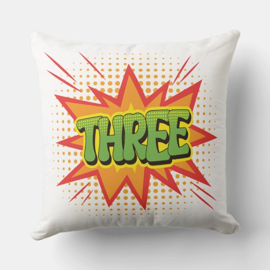 Superheld Thema Drie jaar oude kinder Happy Birthd Kussen (Achterkant)