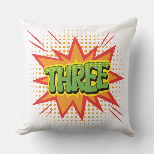 Superheld Thema Drie jaar oude kinder Happy Birthd Kussen (Voorkant)