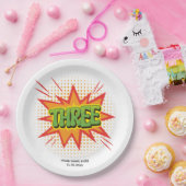 Superheld Thema Tekst Elegante kinder 3e verjaarda Papieren Bordje (Feest)