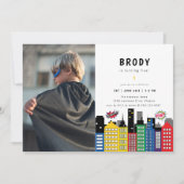 Superheld Theme Birthday Foto Kaart (Voorkant)