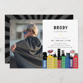 Superheld Theme Birthday Foto Kaart (Voorkant / Achterkant)