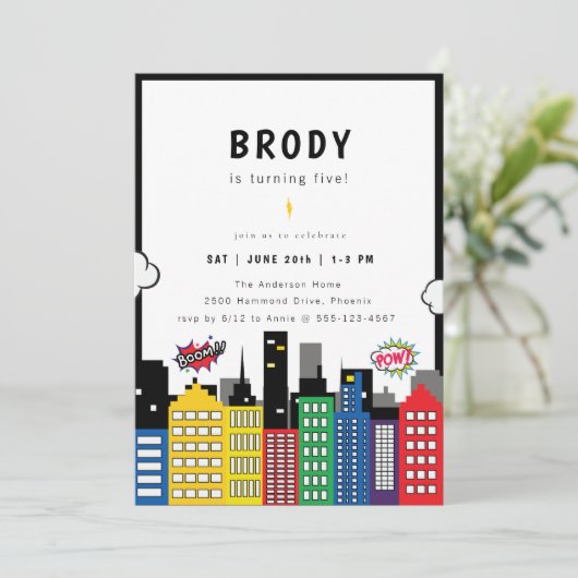 Superheld Theme Birthday Kaart (Staand voorkant)