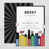 Superheld Theme Birthday Kaart (Voorkant / Achterkant)