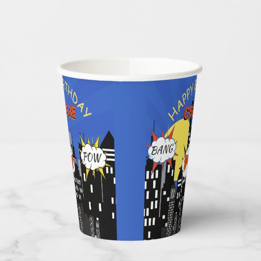 Superheld Theme Birthday Papieren Bekers (Links)
