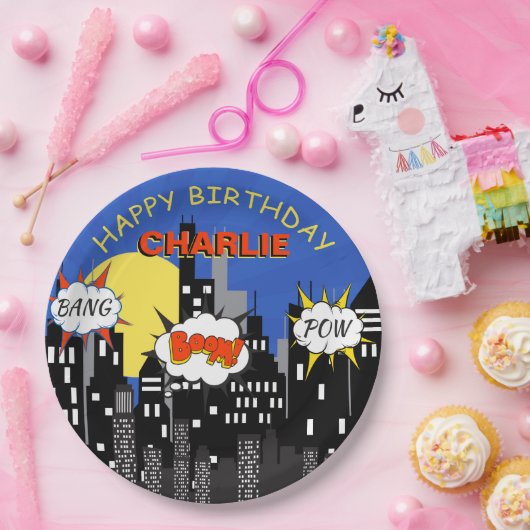 Superheld Theme Birthday Papieren Bordje (Feest)