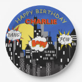 Superheld Theme Birthday Papieren Bordje (Voorkant)