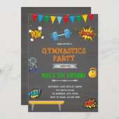 Superheld turnvereniging feestelijke uitnodiging (Voorkant / Achterkant)