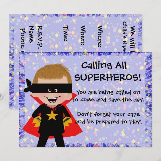 Superheld Uitnodiging (Voorkant / Achterkant)