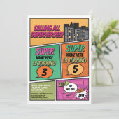 Superheld Uitnodiging Gedeelde Gezamenlijke Partij (Staand voorkant)