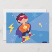 Superheld Uitnodiging Jongens Blauwe Foto Super Pa (Achterkant)