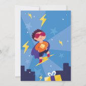 Superheld Uitnodiging Jongens Blauwe Sterren Super (Achterkant)