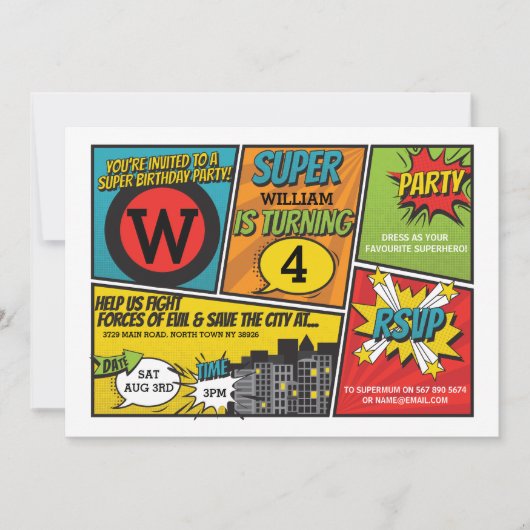 Superheld Uitnodiging Super Hero Party (Voorkant)