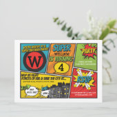 Superheld Uitnodiging Super Hero Party (Staand voorkant)