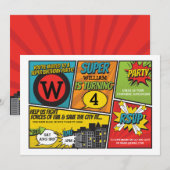 Superheld Uitnodiging Super Hero Party (Voorkant / Achterkant)