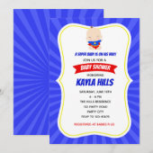 Superheld-uitnodigingen - Jongen Birthday / Baby s Kaart (Voorkant / Achterkant)