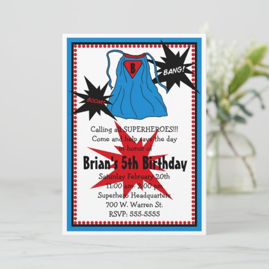 Superheld-uitnodigingen Kaart (Staand voorkant)