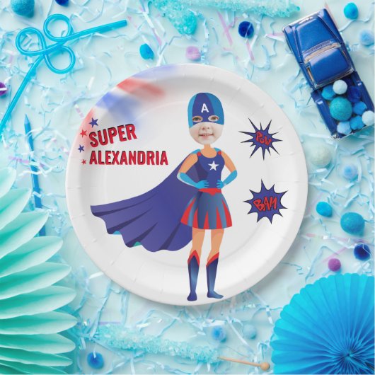 Superheld USA Stunning Girl Amathday Papieren Bordje (Feest)