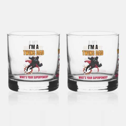 superheld vader tweeling vaders dag whisky glas (Voorkant)
