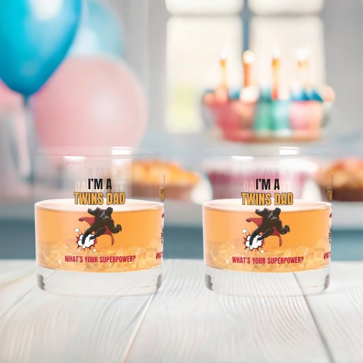 superheld vader tweeling vaders dag whisky glas (Insitu (Baby Shower))