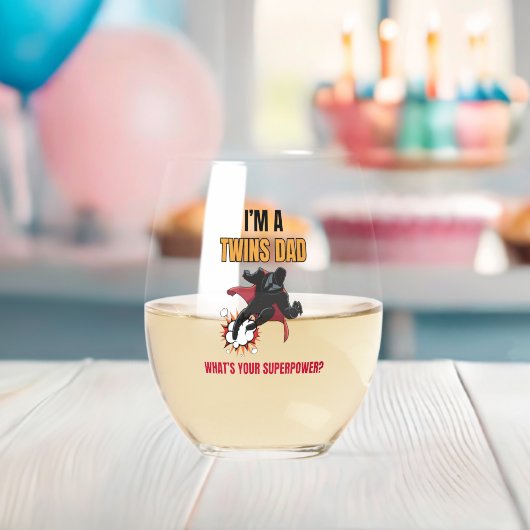 superheld vader tweeling vaders dag wijnglas zonder voet (Insitu (Baby Shower))