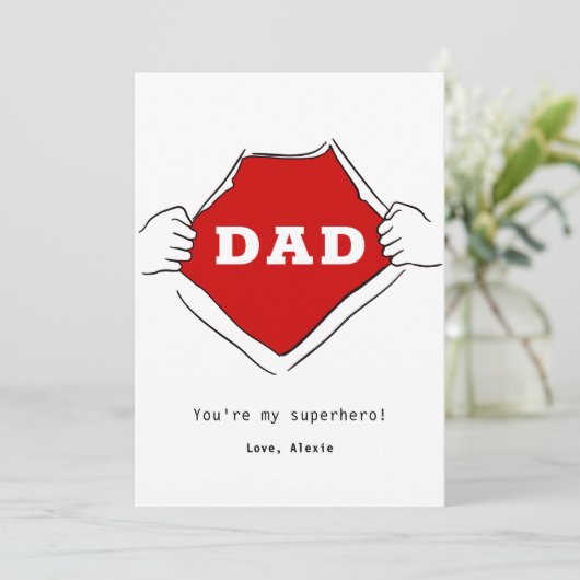 Superheld vader vaders schattig rood kaart (Staand voorkant)