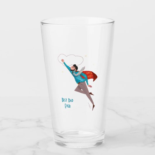 Superheld vaders dag mok glazen bier (Voorkant)