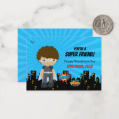 Superheld Valentijn Kaart - Boys African American Notitiekaartje (Voorkant / Achterkant in situ)