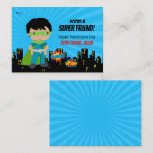 Superheld Valentijn Kaart - Boys Dark Skin Notitiekaartje (Voorkant / Achterkant)