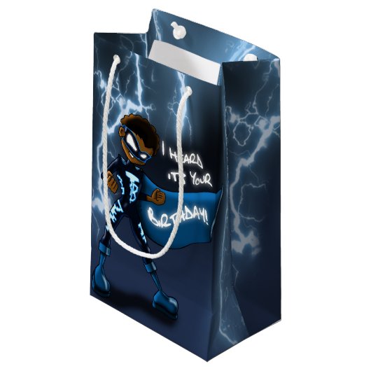 Superheld van Afrikaanse Amerikaanse Jongen Klein Cadeauzakje (Voorkant Gekanteld)