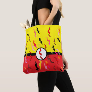 Superheld van alle dingen gele rode verlichtingsbo tote bag