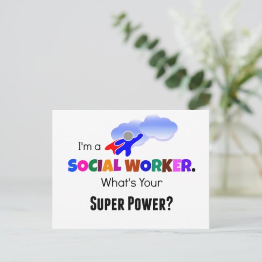 Superheld van de sociale werker briefkaart (Staand voorkant)