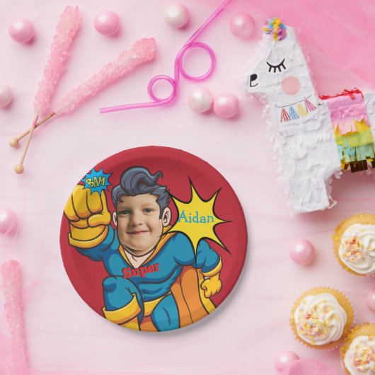 Superheld 🦸 Verjaardag Fantastisch Vliegend Kind  Papieren Bordje (Feest)