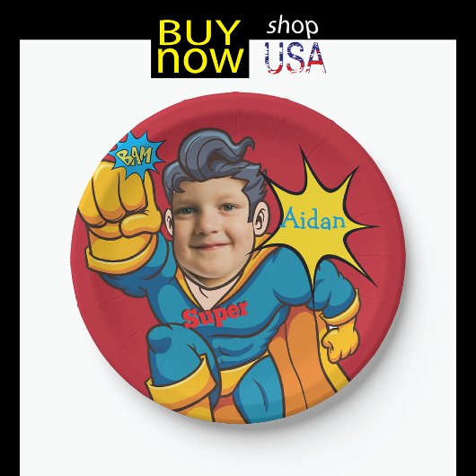 Superheld 🦸 Verjaardag Fantastisch Vliegend Kind Papieren Bordje