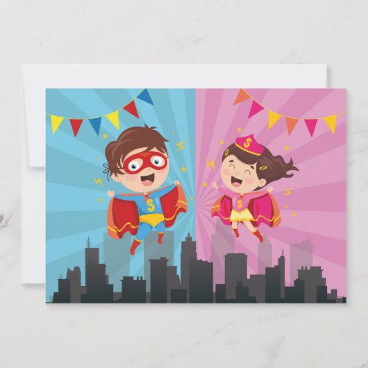 Superheld Verjaardag Foto Roze Blauw Joint Boy Mei Kaart (Achterkant)