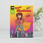 Superheld Verjaardag Meisje Comic ⚡ Fun Fab Nederl Kaart (Staand voorkant)