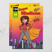 Superheld Verjaardag Meisje Comic ⚡ Fun Fab Nederl Kaart (Voorkant / Achterkant)