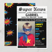 Superheld Verjaardag Party Boy Girl Afbeelding Fot Kaart (Voorkant / Achterkant)