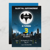 Superheld Verjaardag Uitnodiging voor jongen (Voorkant / Achterkant)